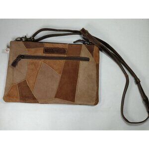 Vaan & Co Leather And Suede Crossbody Bag Print Patchwork Purse Small Handbag
